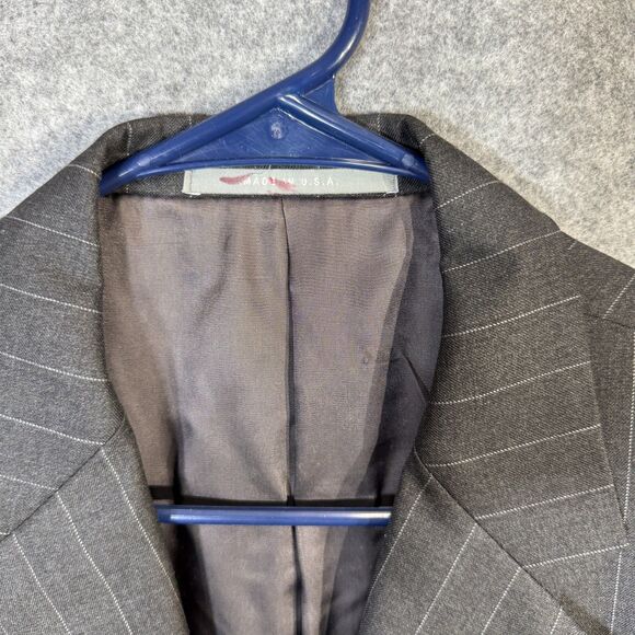 Loro Piana Hickey Freeman Mens Suit Coat Gray Pin Stripe Size 42R - Picture 10 of 14